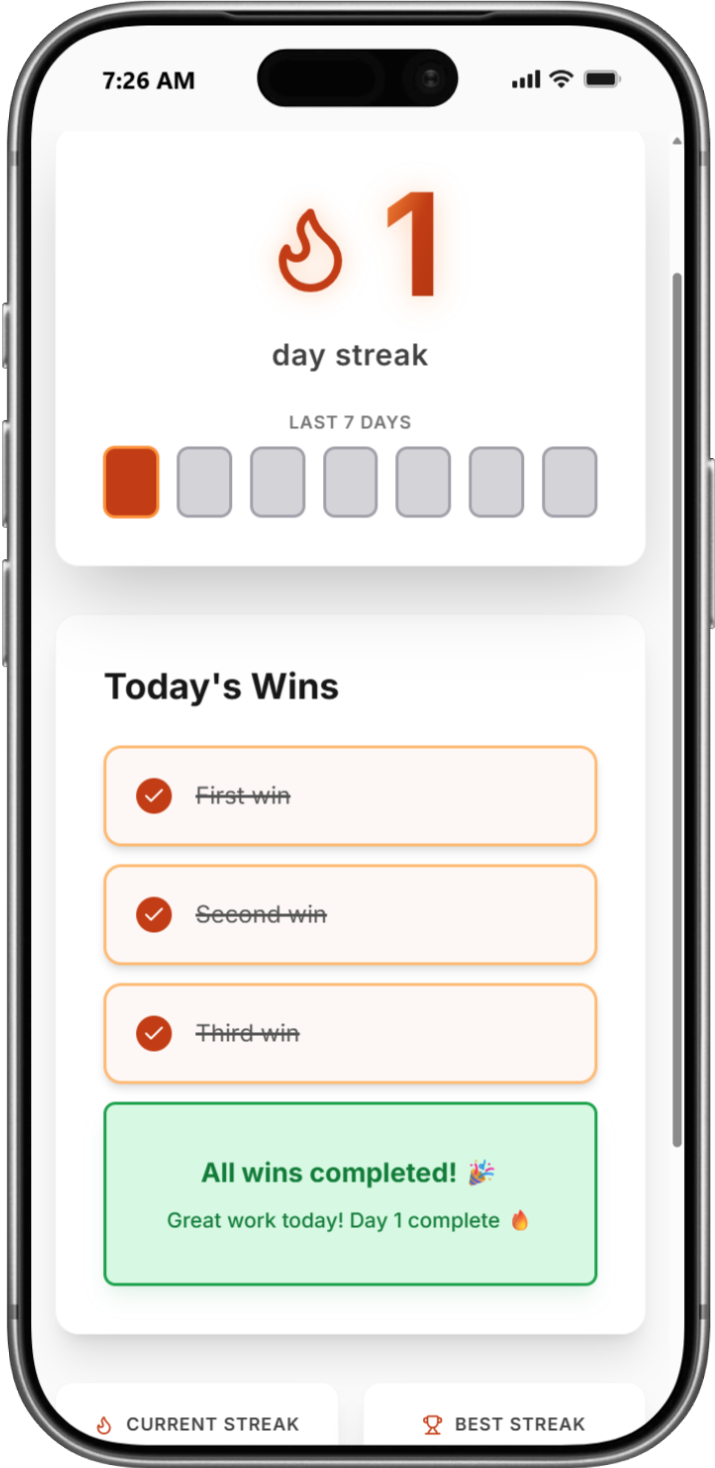 StreakFocus completion celebration